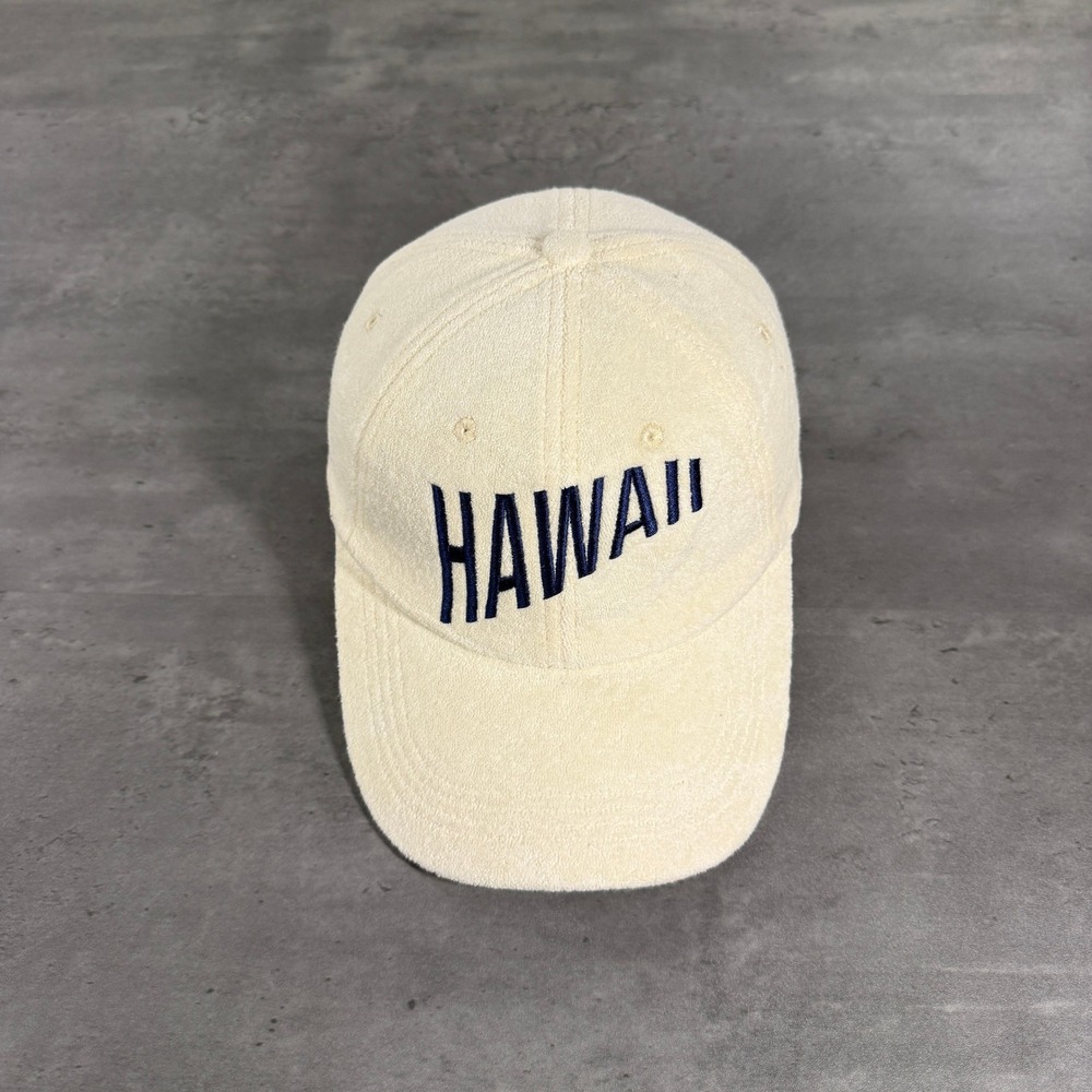 Jaxsea Hawaii Aloha Dad Hat Cap Swell Terry Cloth Ivory Off White Navy Surf